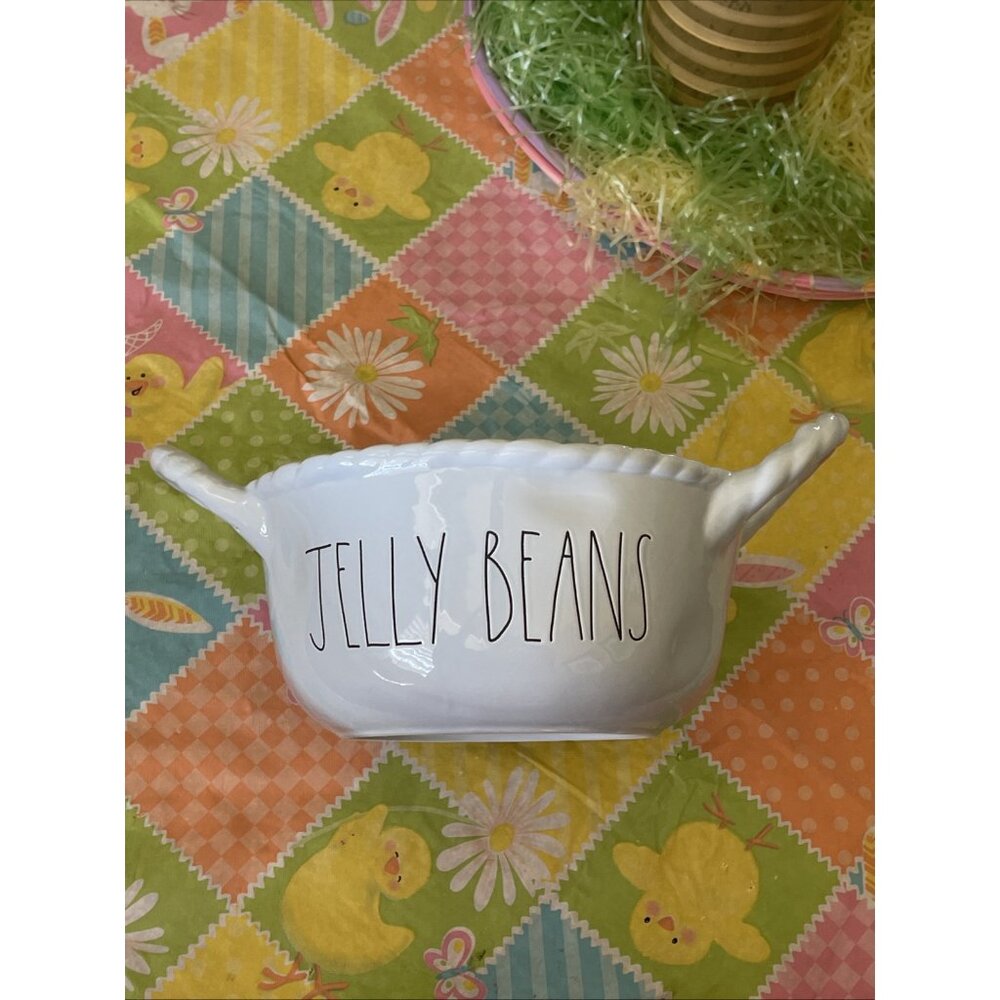 Rae Dunn Jelly Beans Easter Ceramic Basket Serving Bowl Large Light Blue 10" - Picture 2 of 8